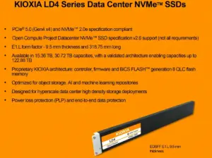 Kioxia Unveils LD4 SSD Series Featuring Up to 122.88 TB Capacity in E1.L Form Factor for High-Density Data Centers